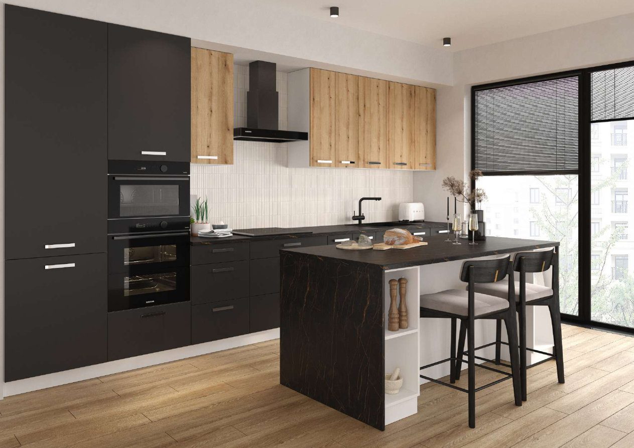 Cocina modular moderna con isla de Muebles Nobles