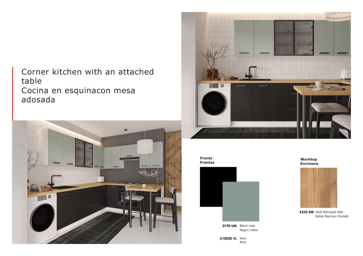 Cocina en esquina con mesa y opción lavadora desde 1.500 € — foto 3